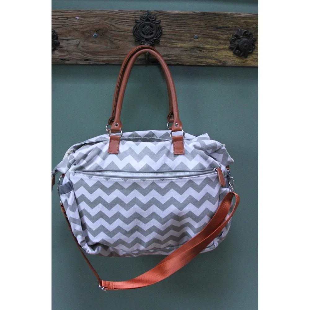 Kattee Gray Chevron Diaper Bag‎ Tote Organizer Travel Shoulder Bag